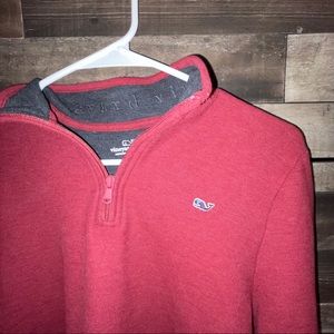 red vineyard vines zip up pullover